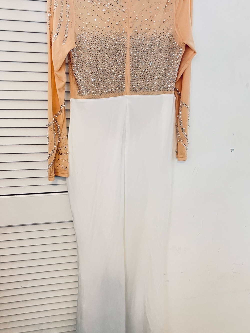 & Other Stories Nude and White Embellished Long Sleeve Gown